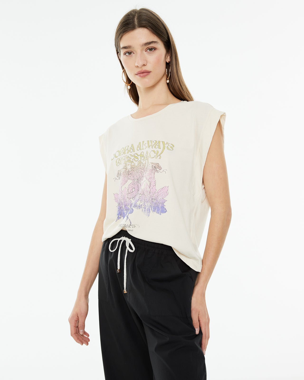 Camiseta sin mangas con estampado serpiente