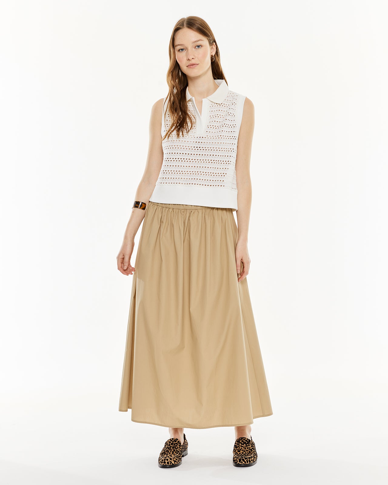 Falda larga popelín con goma cintura