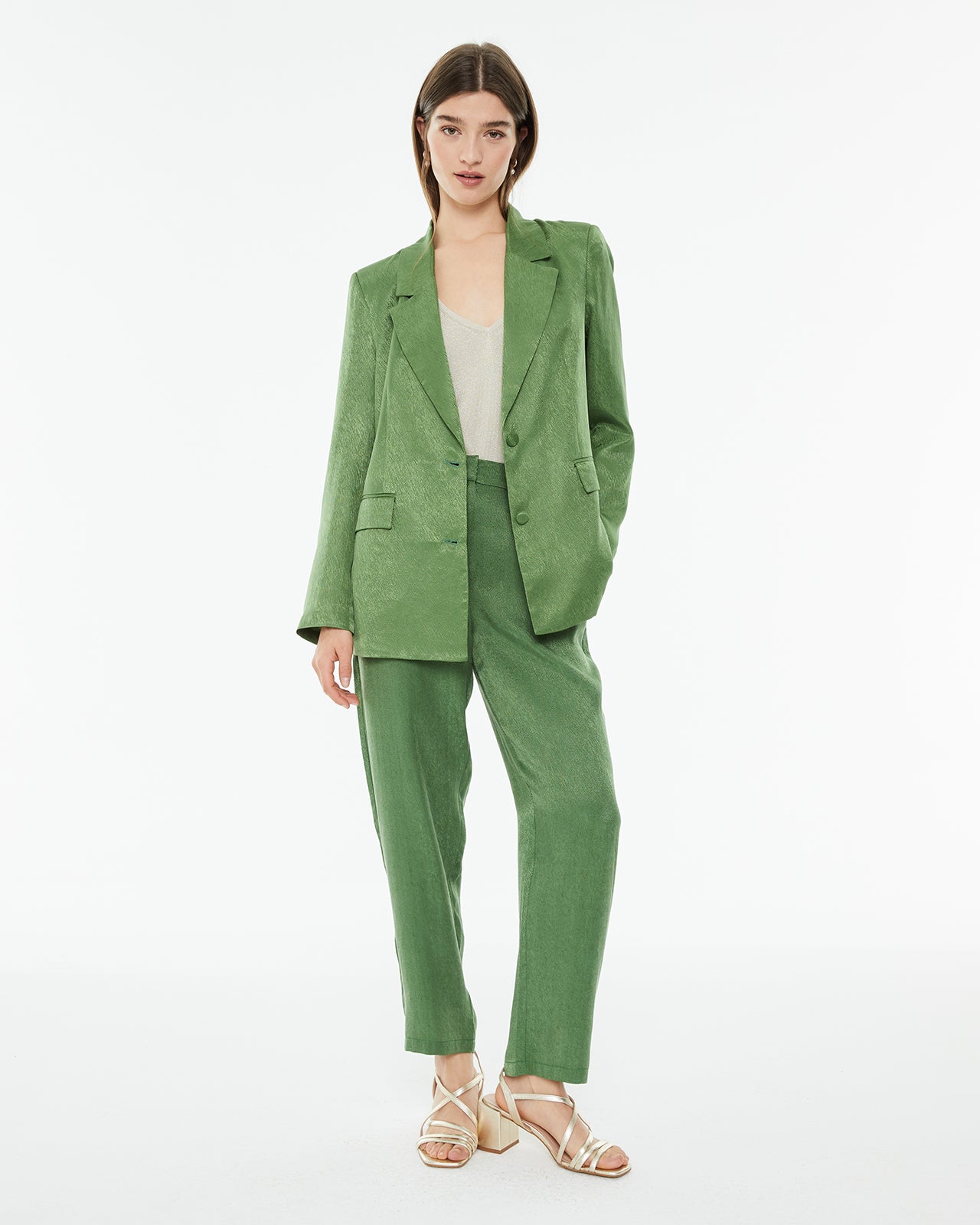 Pantalón palazzo tejido jaquard fluido