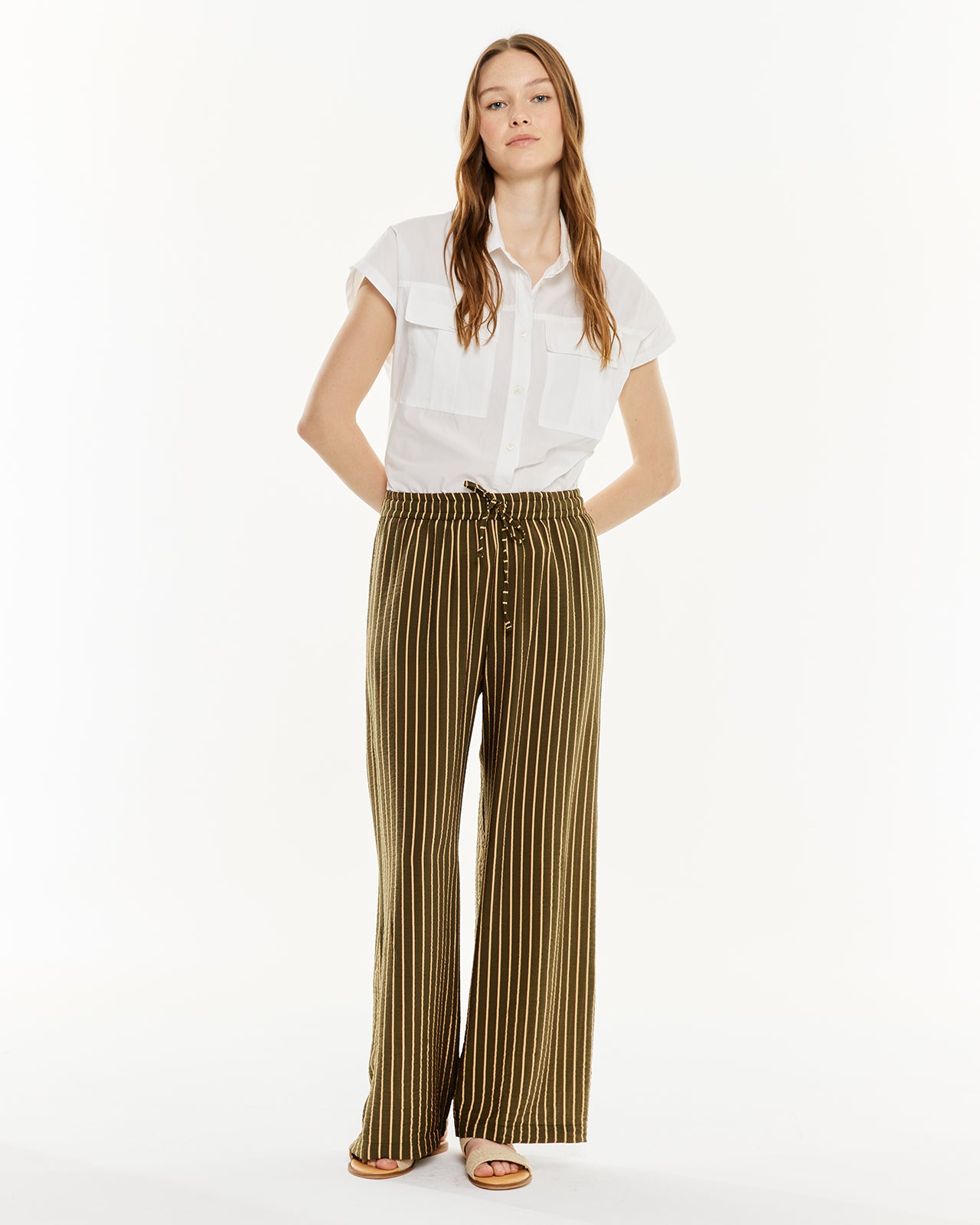 Pantalón estampado de rayas con goma cintura