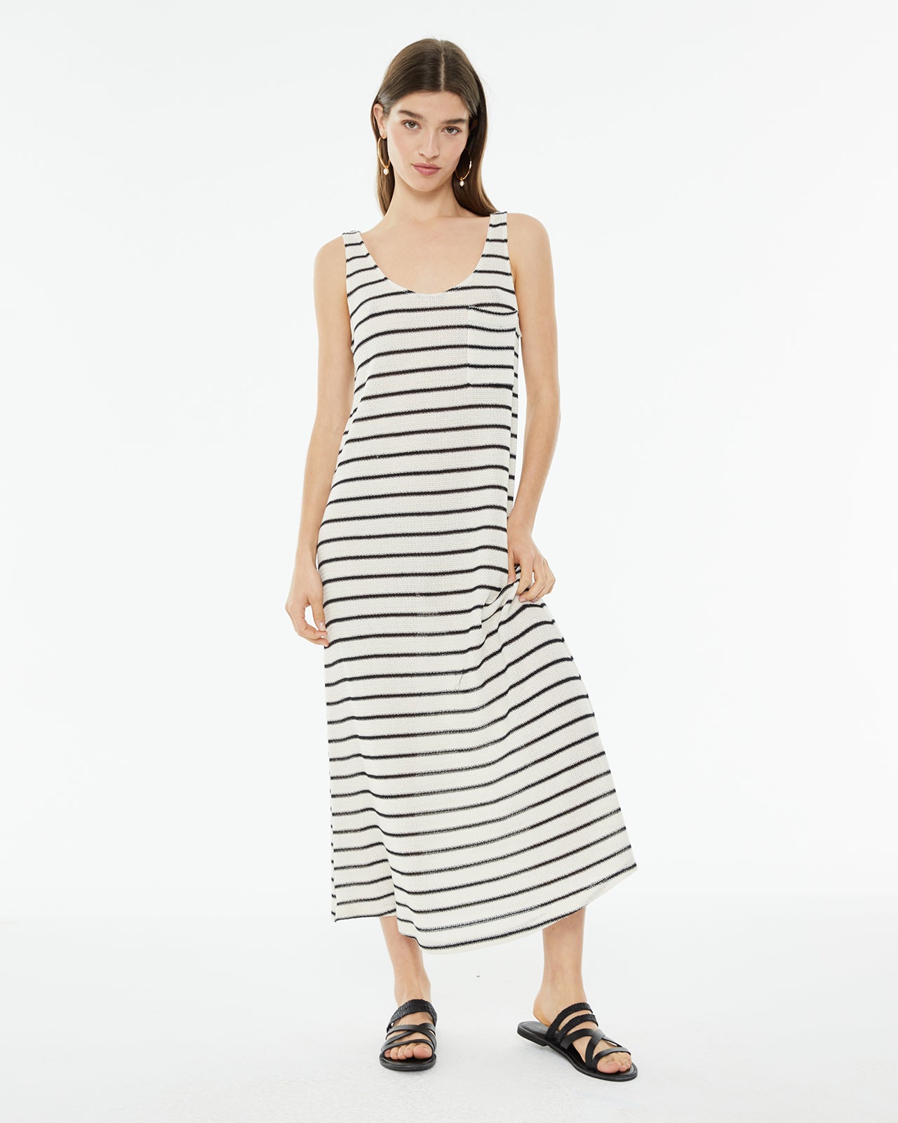 Vestido midi rayas marineras con bolsillo plastrón