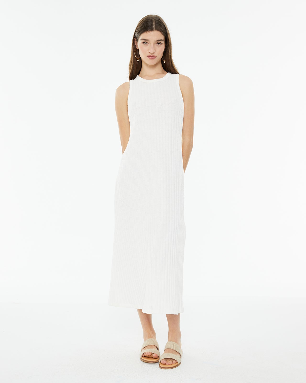 Vestido midi confort con escote redondo