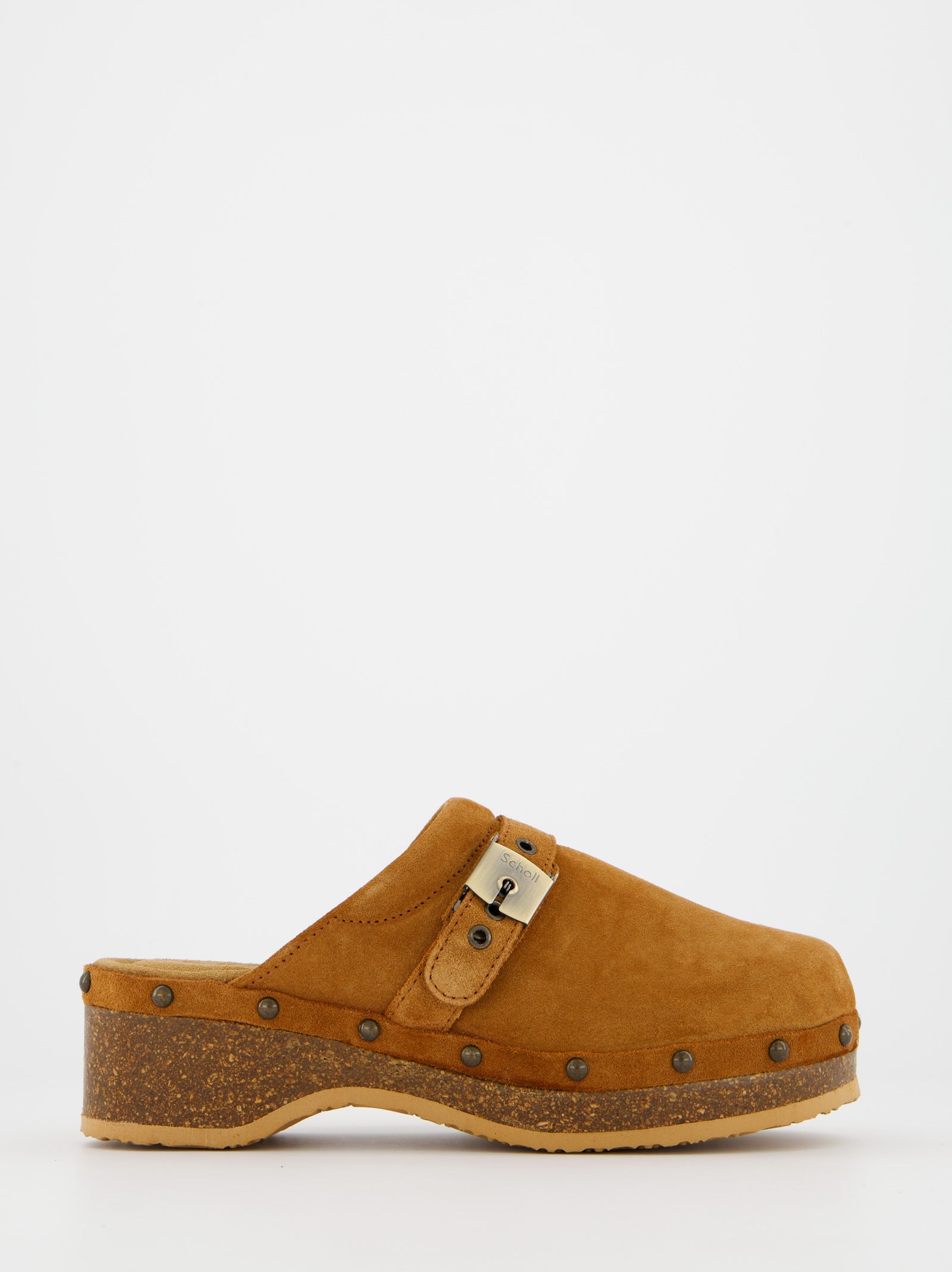 Zuecos de ante con platafomra Scholl Pescura