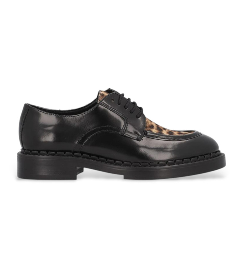 Alpe Mocasines de piel Chester negro, animalprint