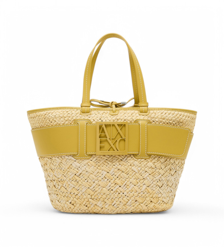 Armani Exchange Bolso rafia amarillo