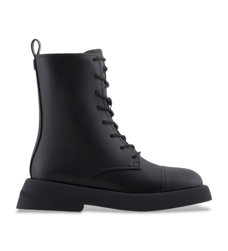 Armani Exchange Botines planos de piel negro