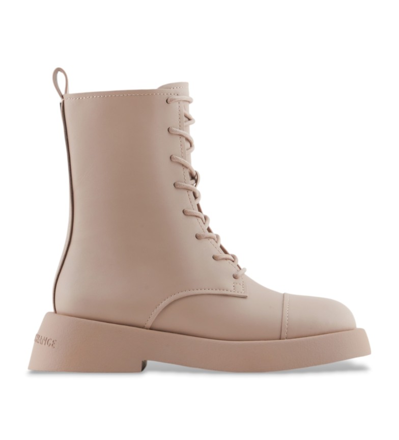 Armani Exchange Botines planos de piel beige