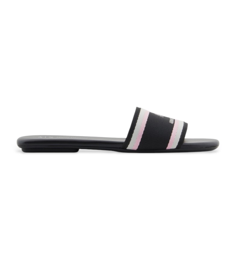 Armani Exchange Sandalias planas con tira de tela negro