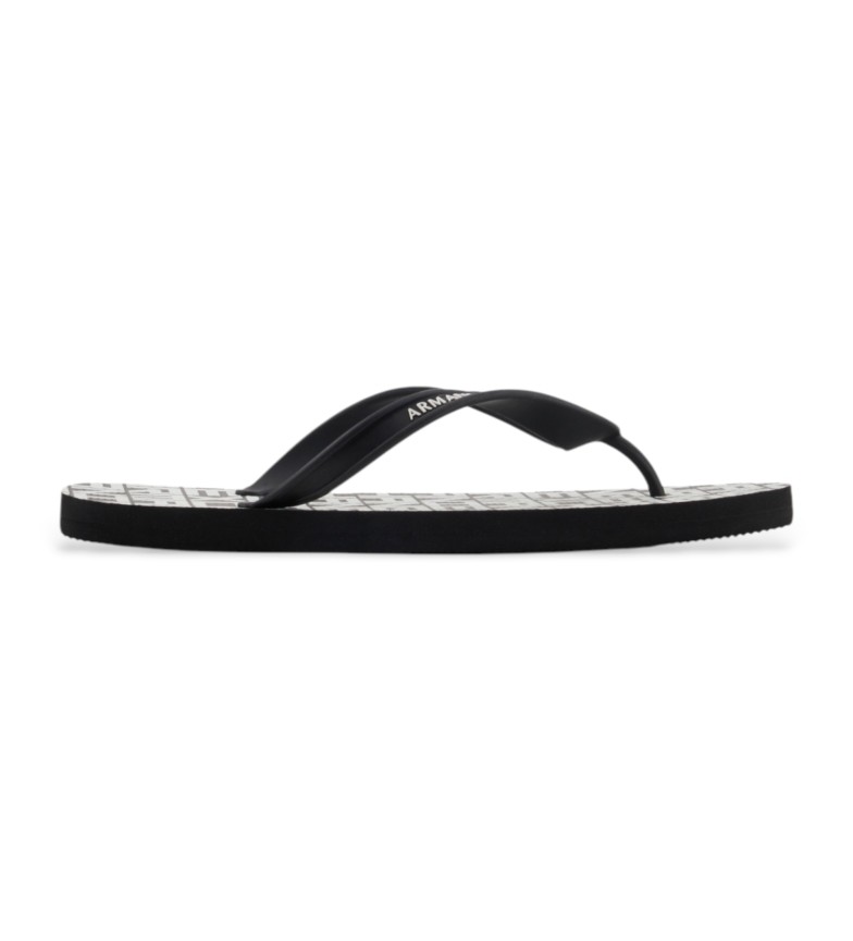 Armani Exchange Chanclas logo negro, blanco