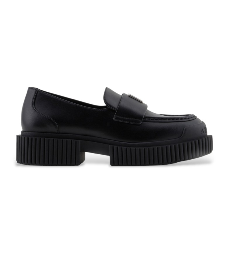 Armani Exchange Mocasines de piel Mat Action negro