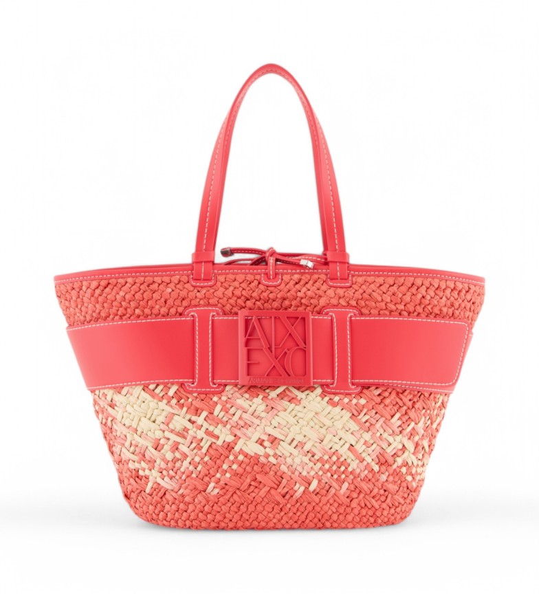 Armani Exchange Bolso rafia rojo