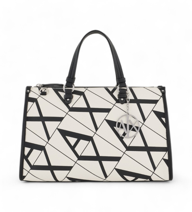Armani Exchange Bolso Boston negro, blanco