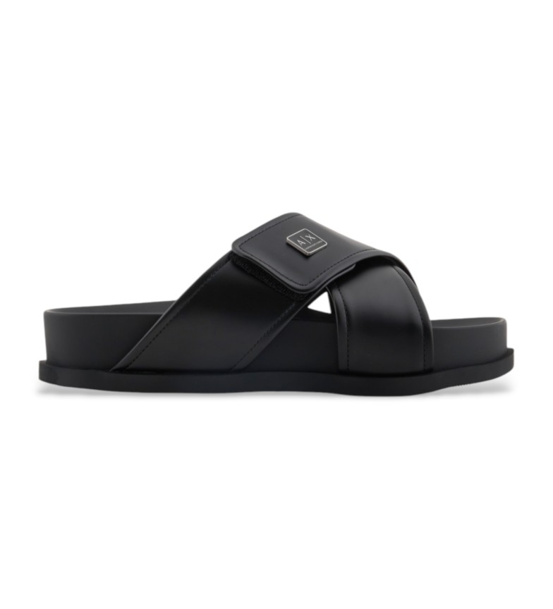 Armani Exchange Sandalias Flat Box Pu negro