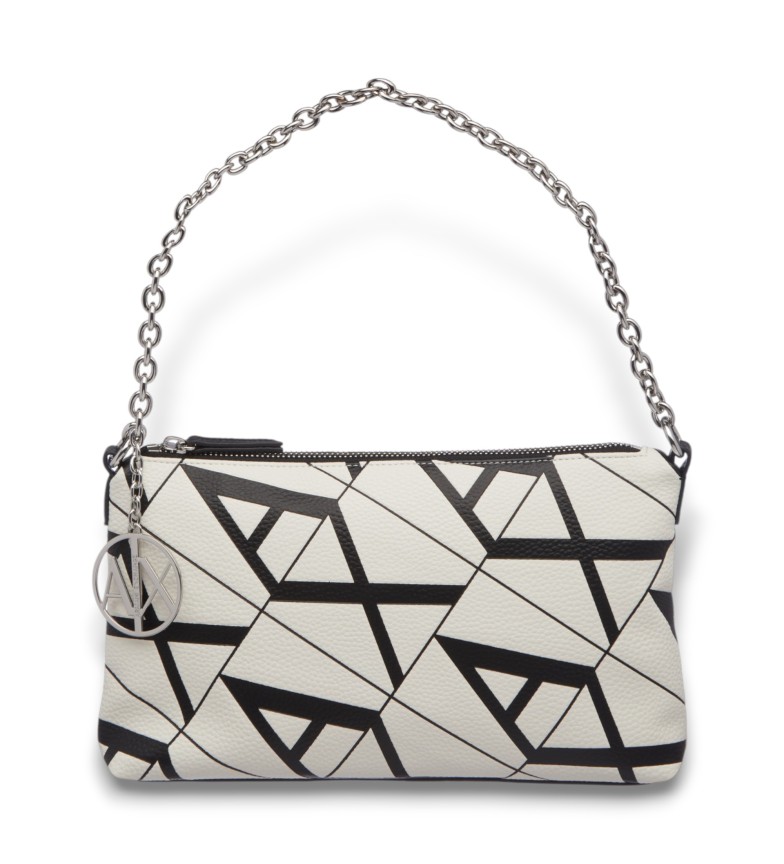 Armani Exchange Bolso de hombro blanco, negro