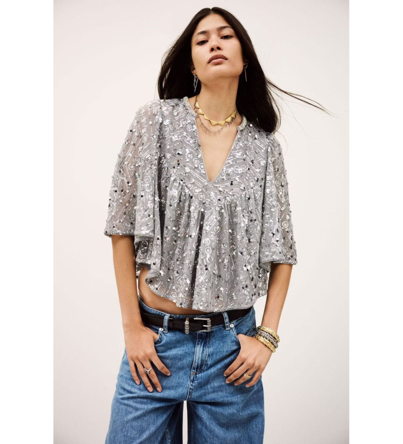 BA&SH Blusa Cara plateado