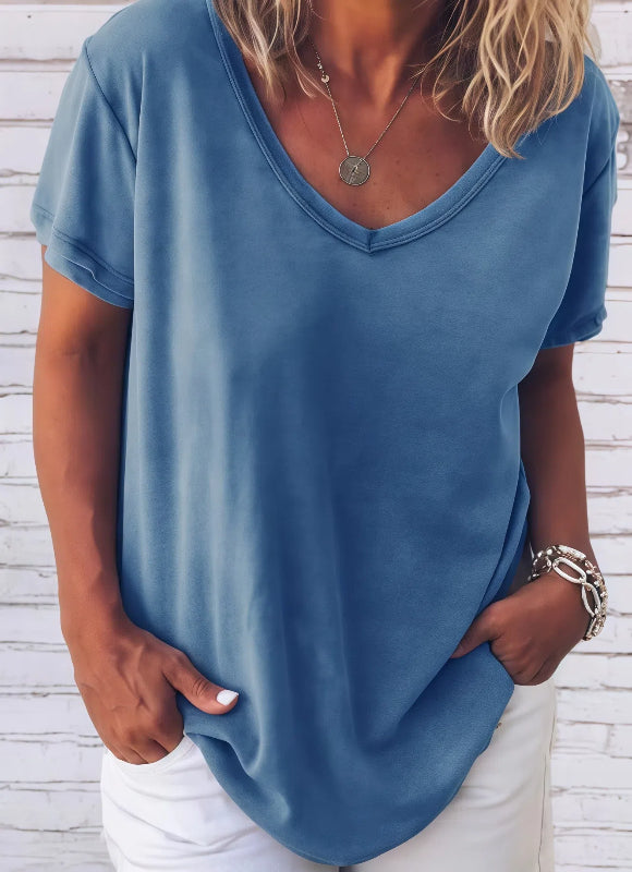 Estela - Camiseta casual con cuello en V