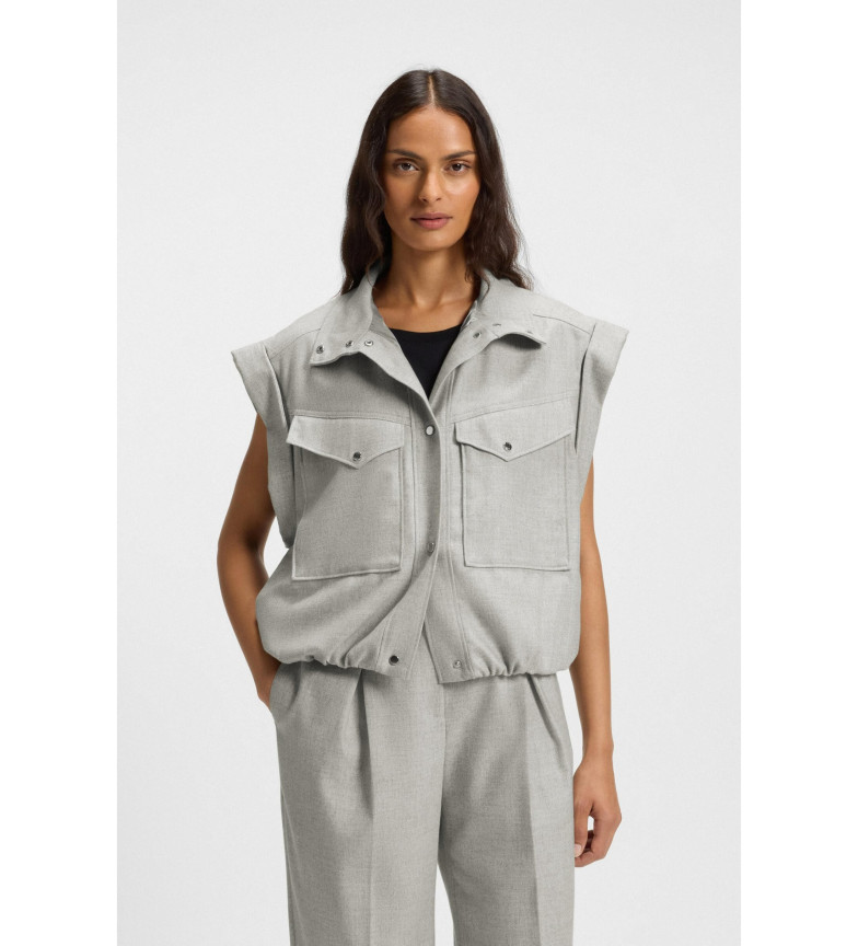 BOSS Blazer sin mangas en franela gris