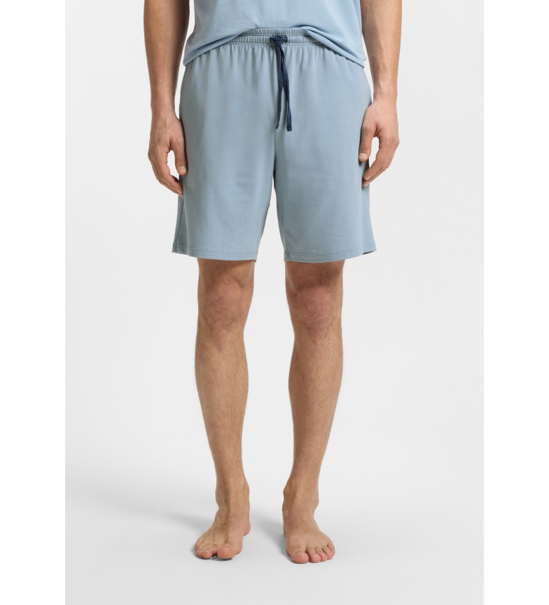 BOSS Short con logo bordado azul