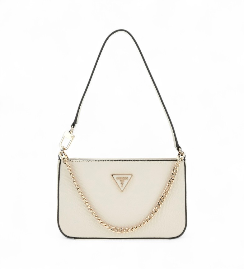 Guess Bolso al hombro Noelle saffiano beige