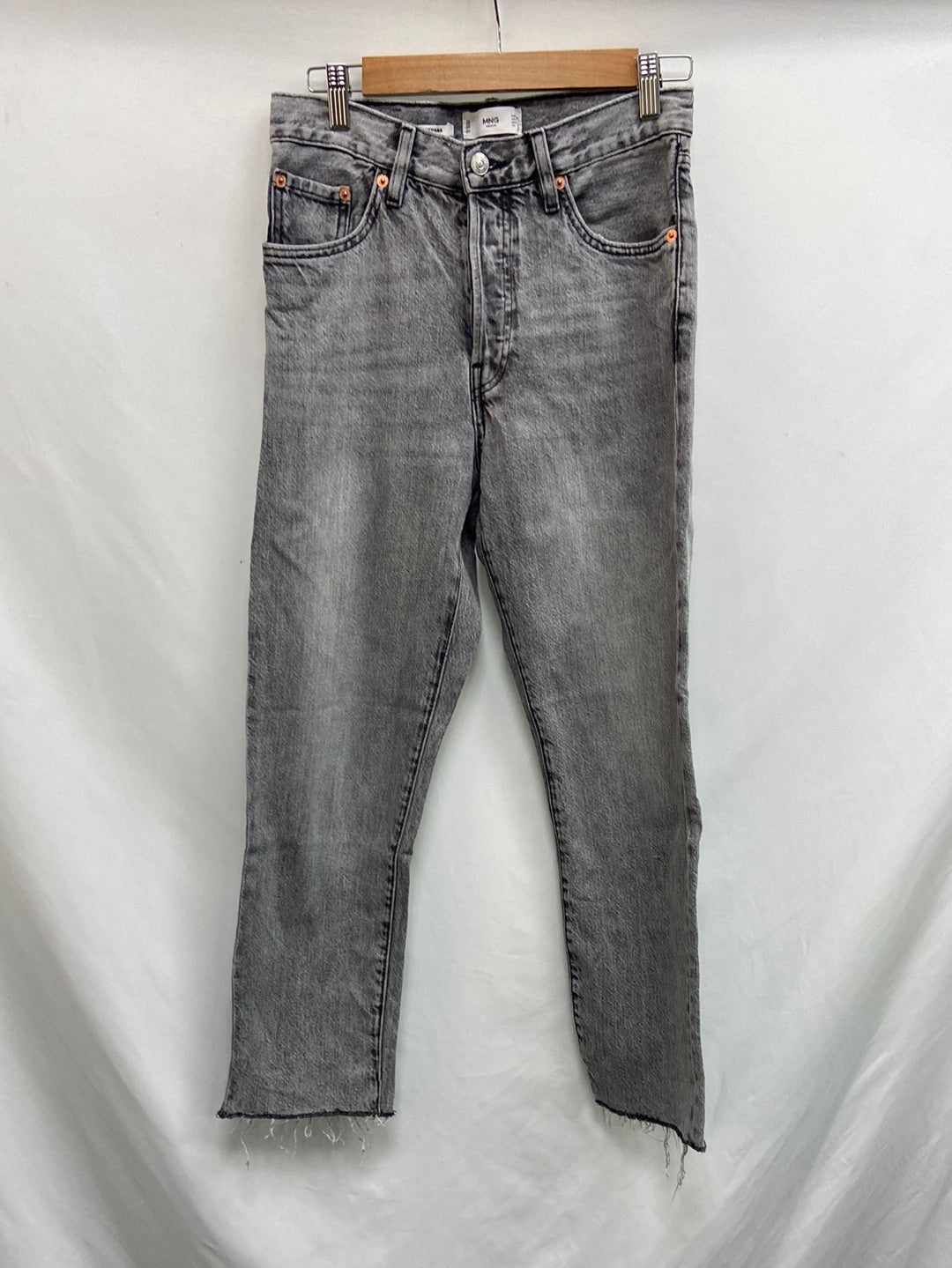 MANGO.Pantalones vaqueros rectos grises T.36