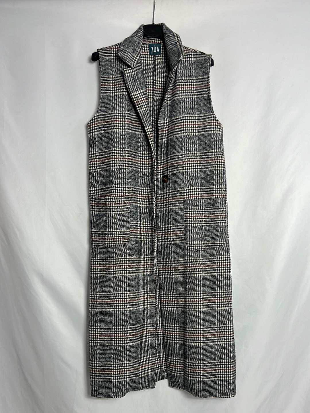 ZÚA. Chaleco largo pata de gallo. TU