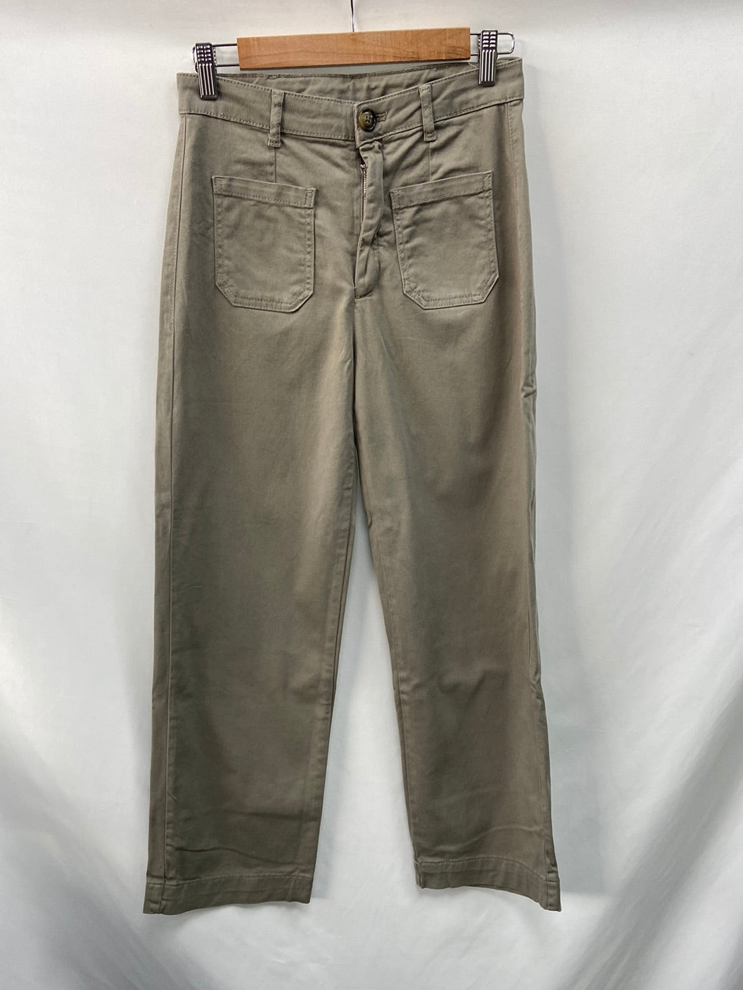 PULL&BEAR.Pantalones culotte beiges grisáceo T.M