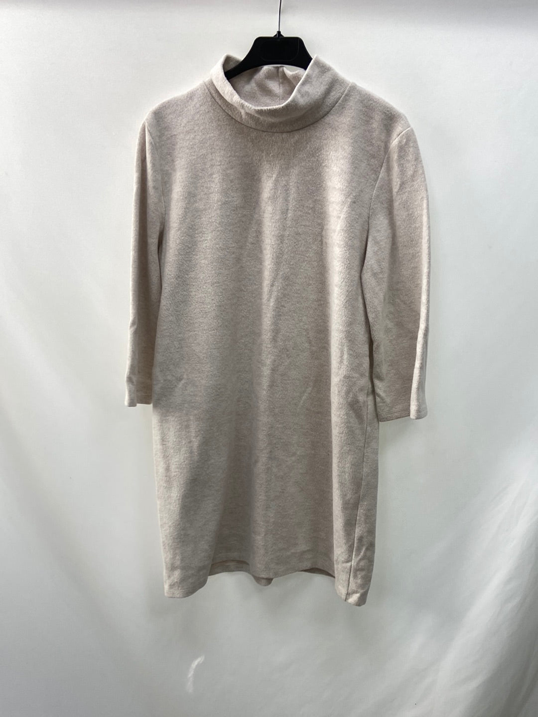 ZARA.Vestido gordito algodón beige T.L