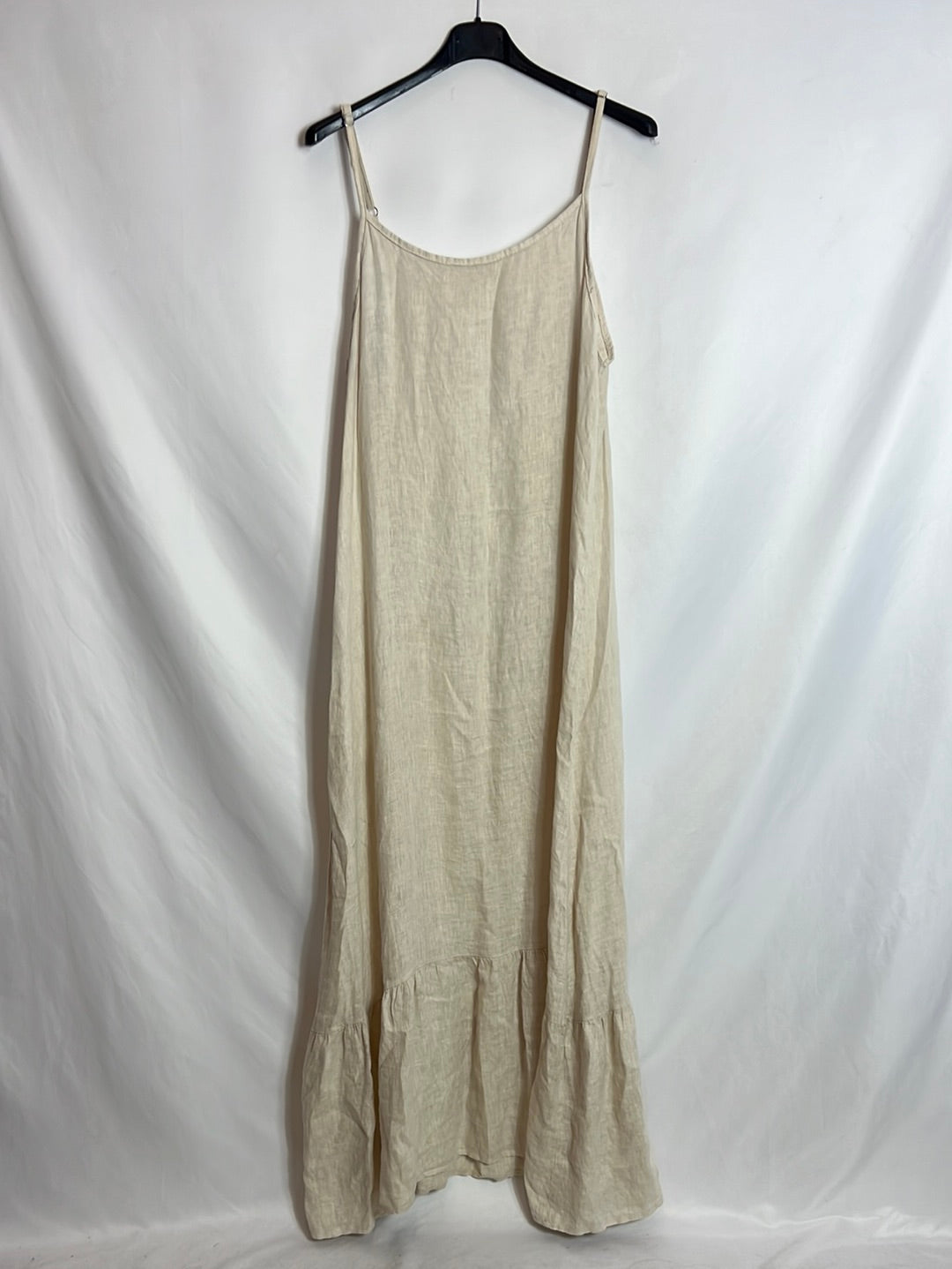 OTRAS. Vestido largo beige efecto lino. T S/M