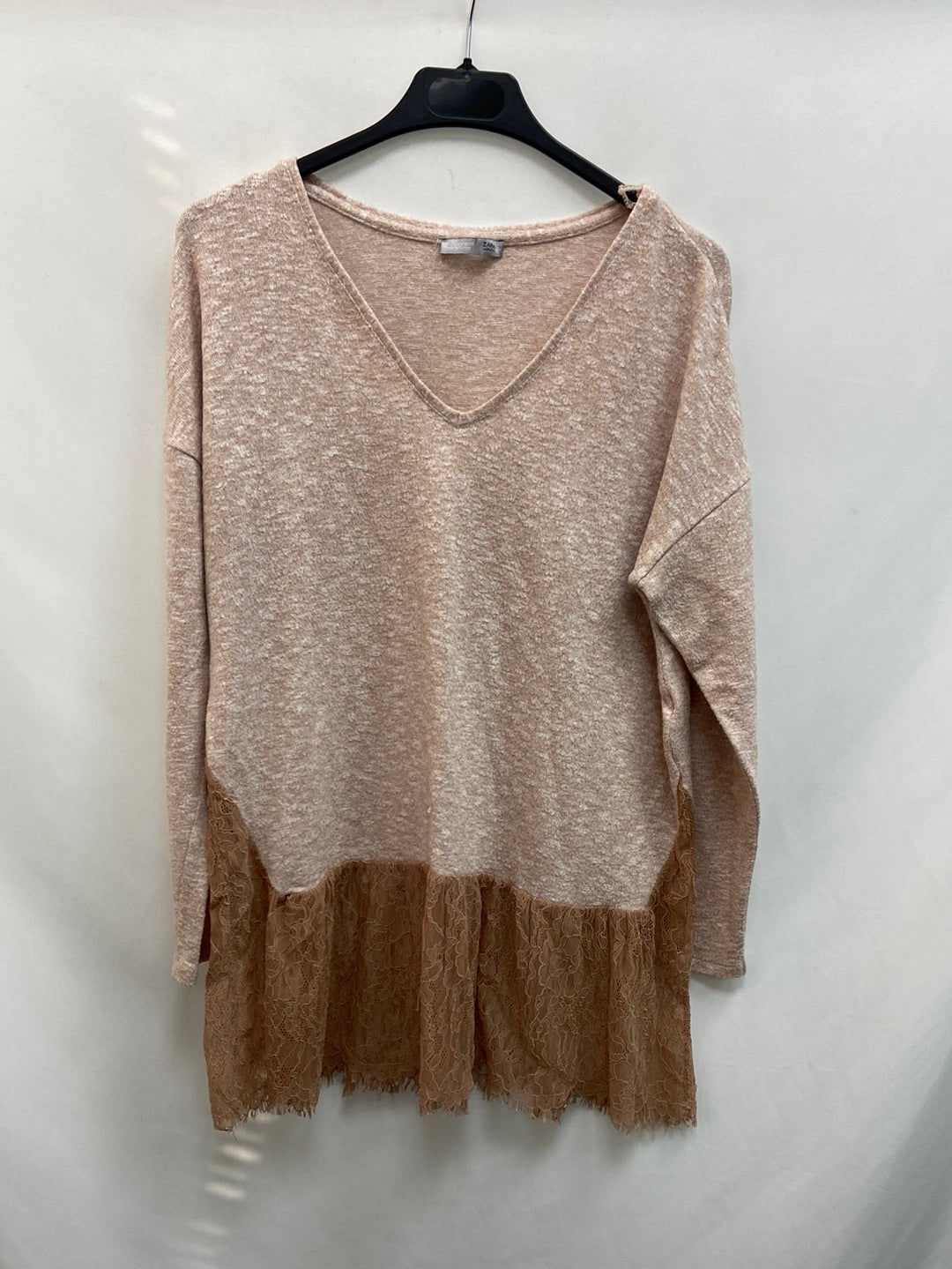 ZARA. Jersey rosa encaje T.s