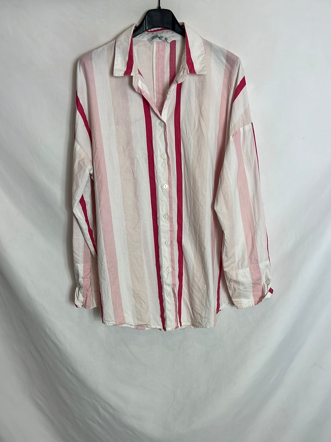 LEFTIES. Blusa blanca rayas rosas. T S