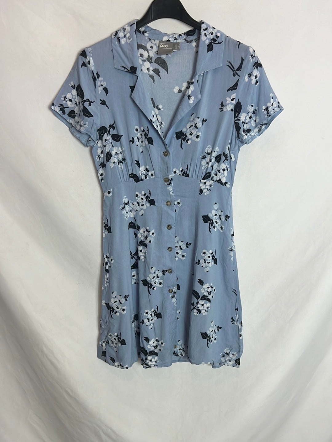 ASOS. Vestido corto camisero flores. T.XXS