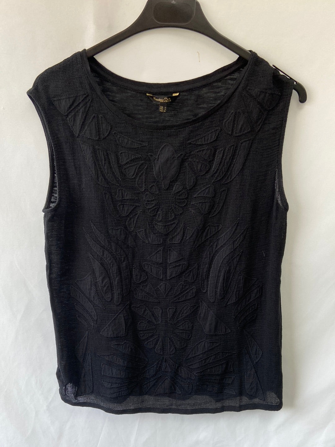 MASSIMO DUTTI.Top negro textura T.s