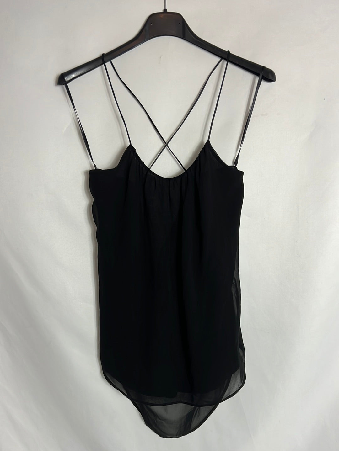 ZARA. Top negro tirantes detalles espalda. T S