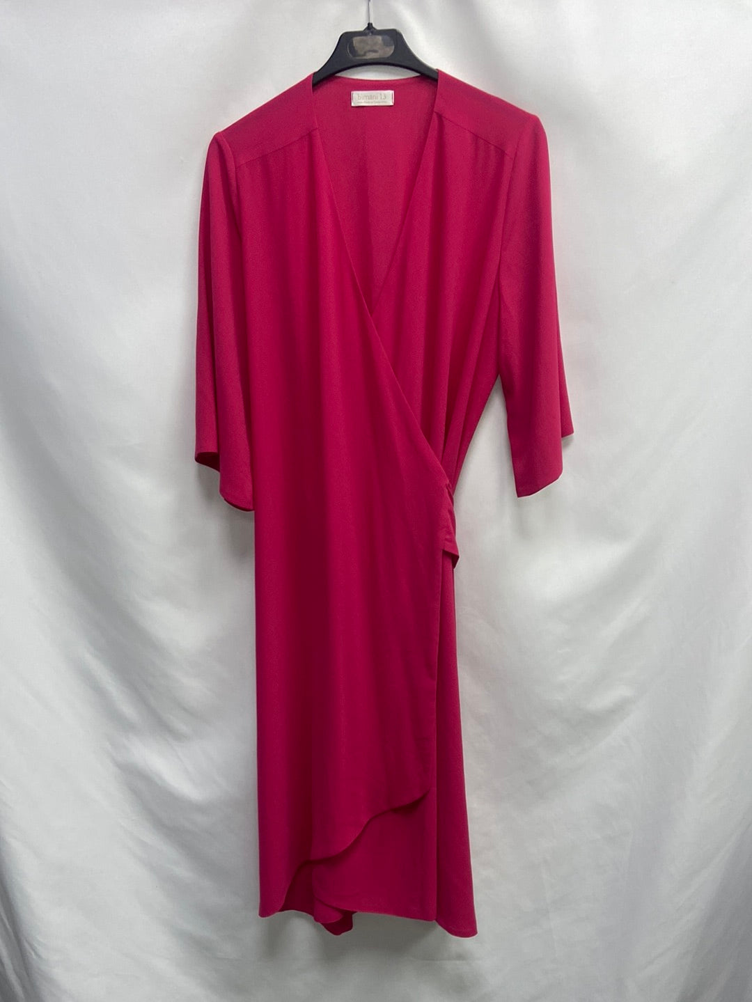 BIMANI13. Vestido midi rosa cruzado T.l