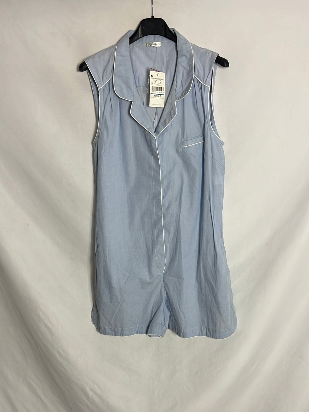 OYSHO. Mono corto/pijama azul sin mangas. T S