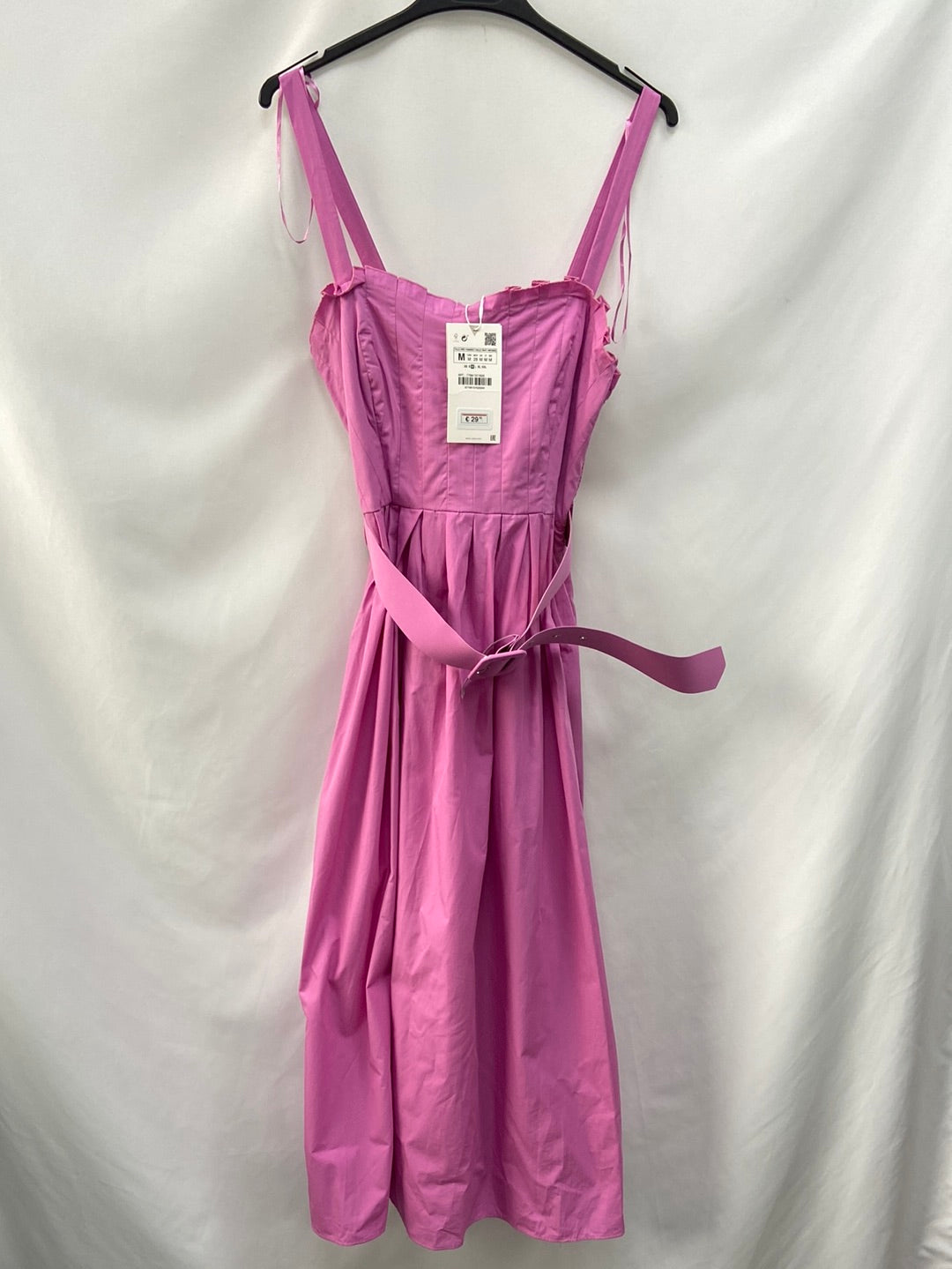ZARA.Vestido midi Rosa T.M