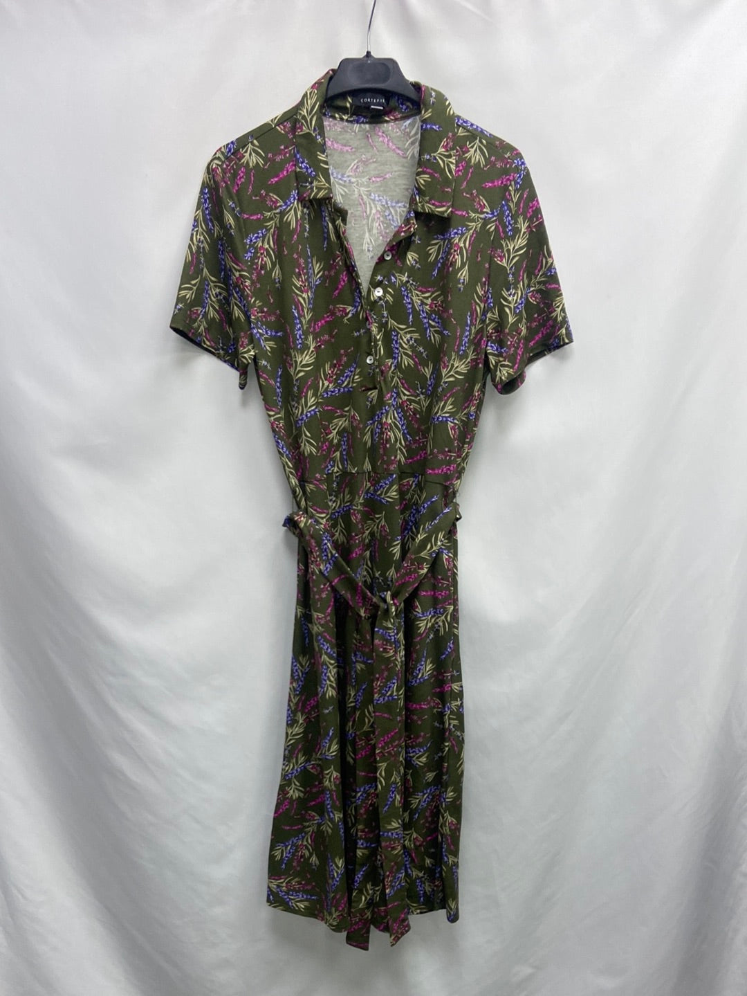 CORTEFIEL. Vestido midi verde flores T.m