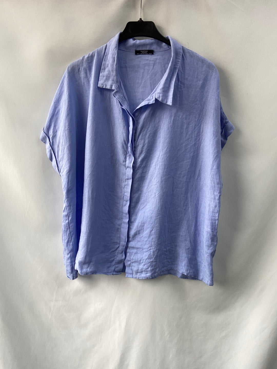 PARFOIS.Camisa azul lino manga corta TU (S/M)