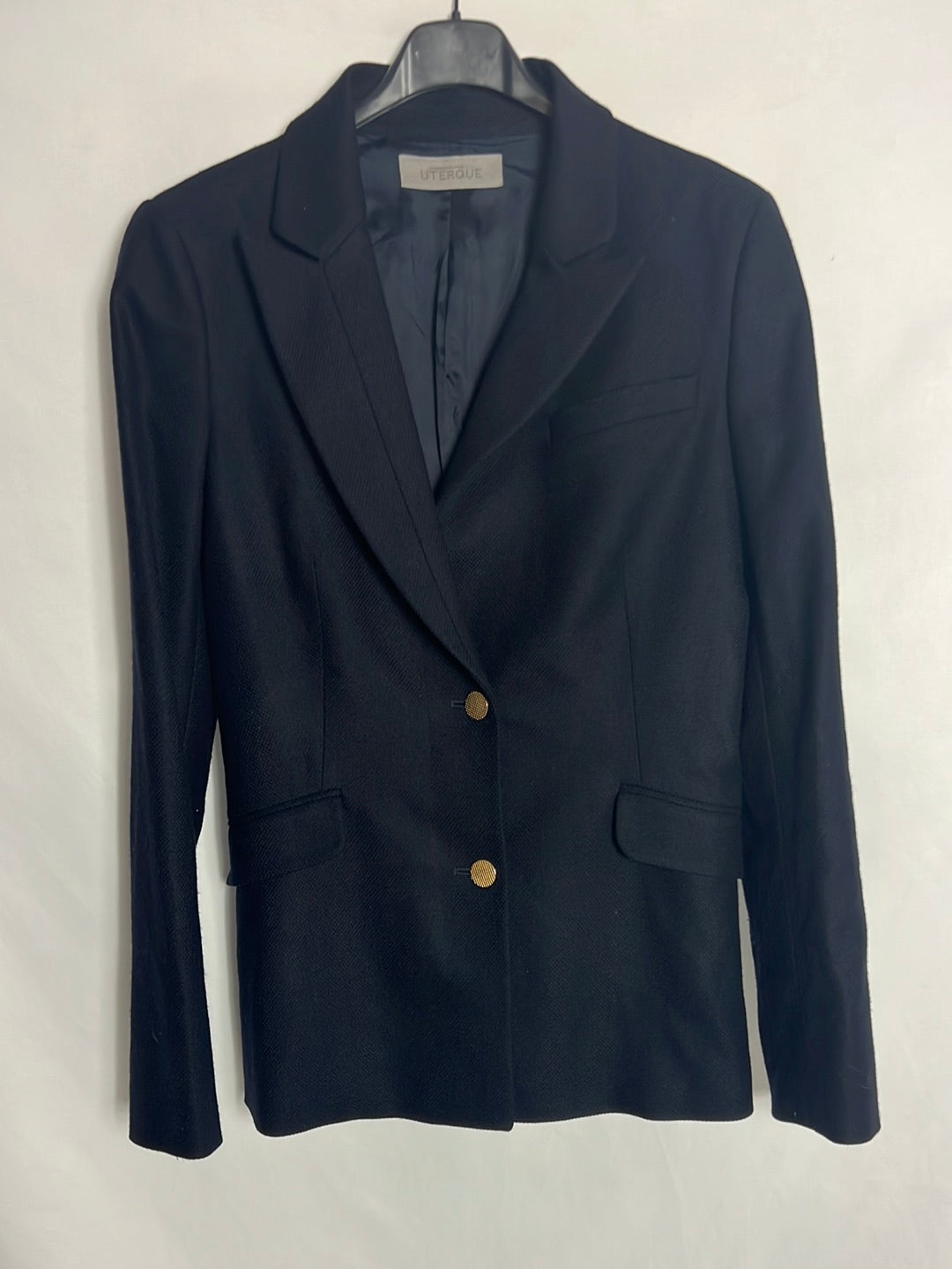 UTERQÜE. Blazer azul lana botones dorados. T 38