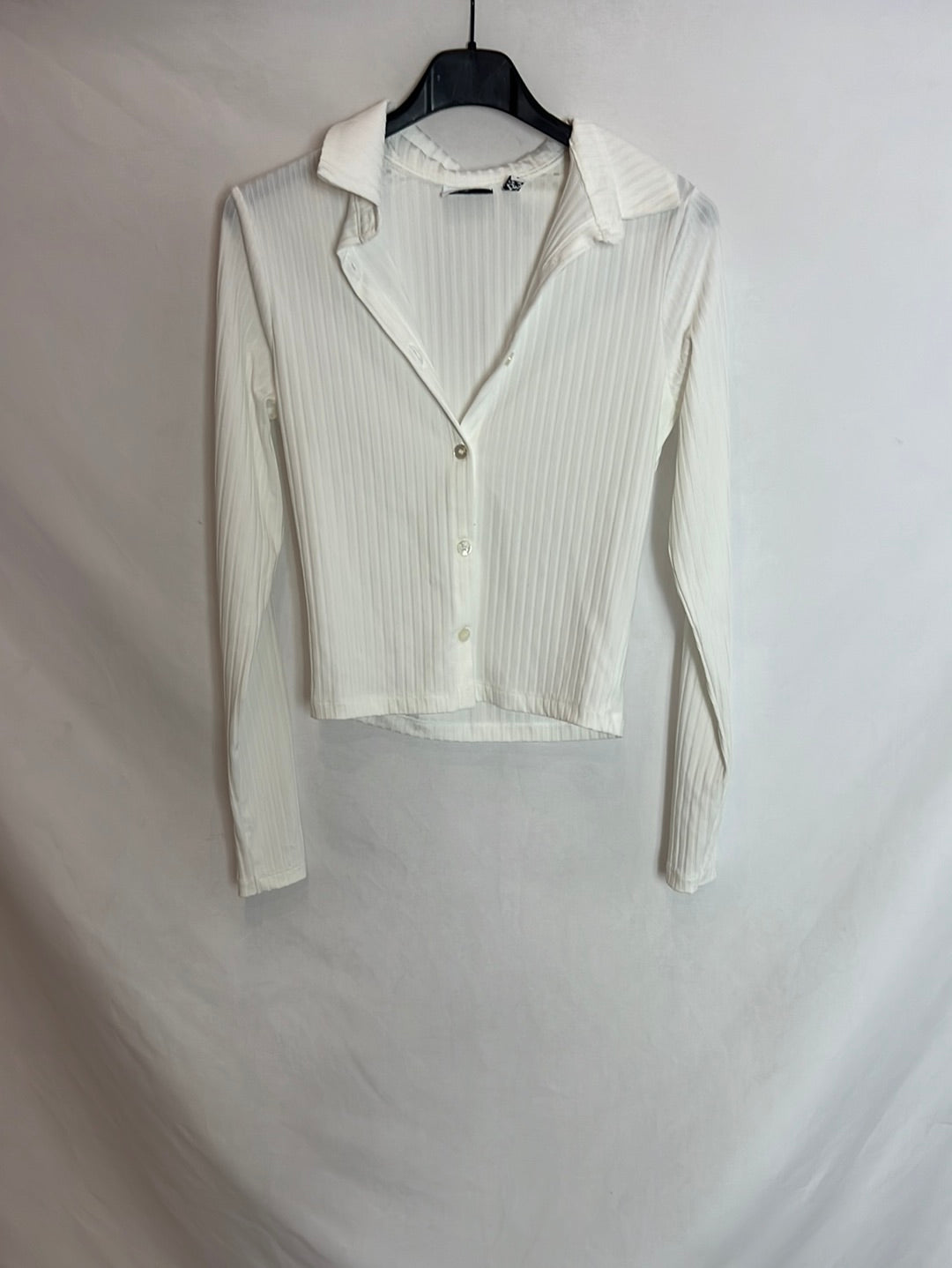 ASOS. Top canalé manga larga. T.XS