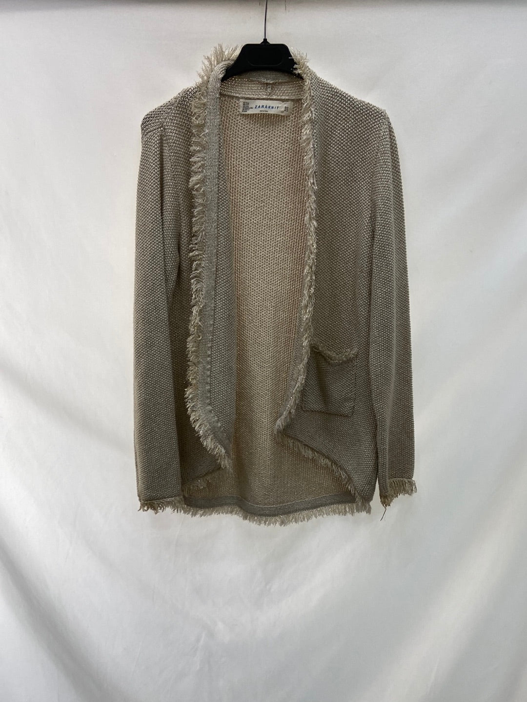 ZARA.Chaqueta beige tweed hilos T.M