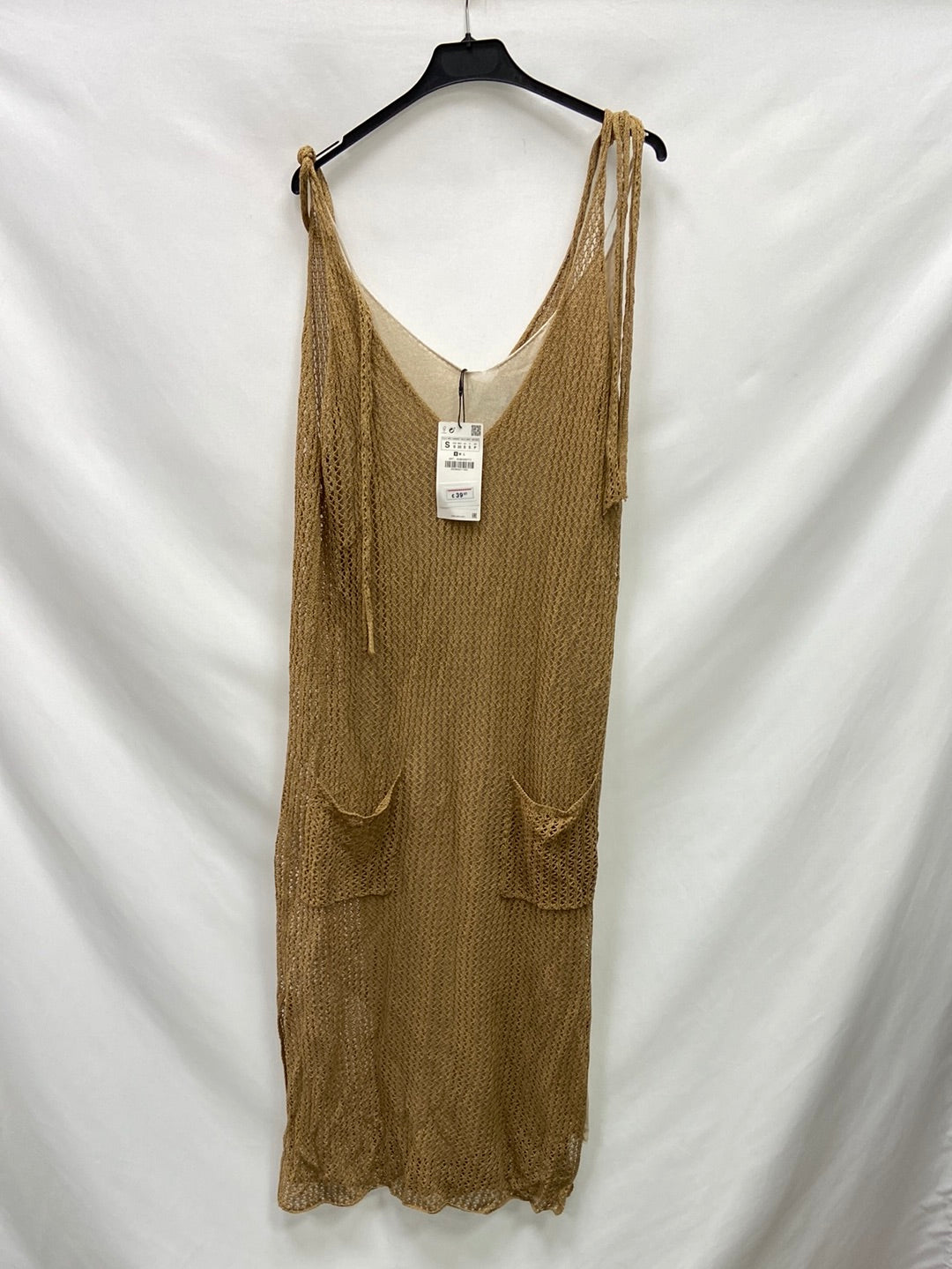 ZARA.Vestido largo croche T.S