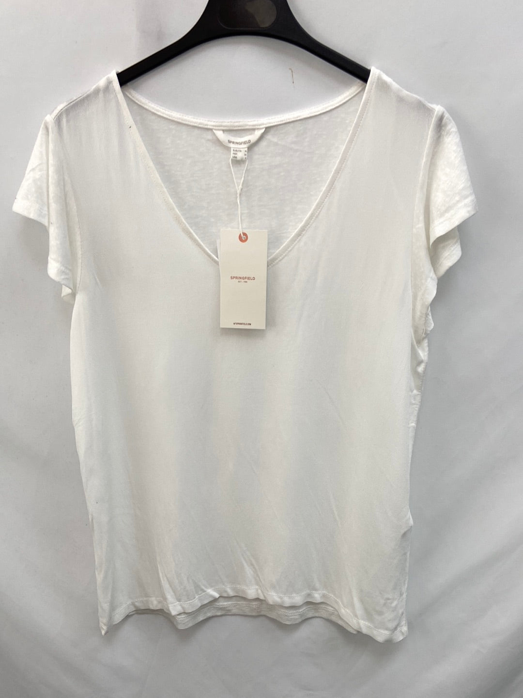 SPRINGFIELD. Camiseta blanca doble textura T.m