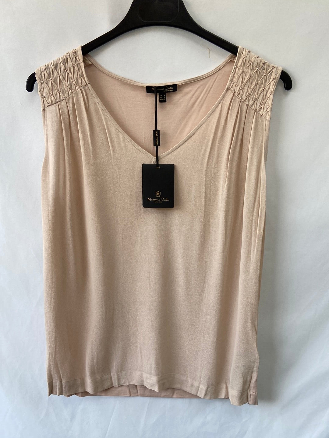MASSIMO DUTTI.Blusa nude pedrería T.s