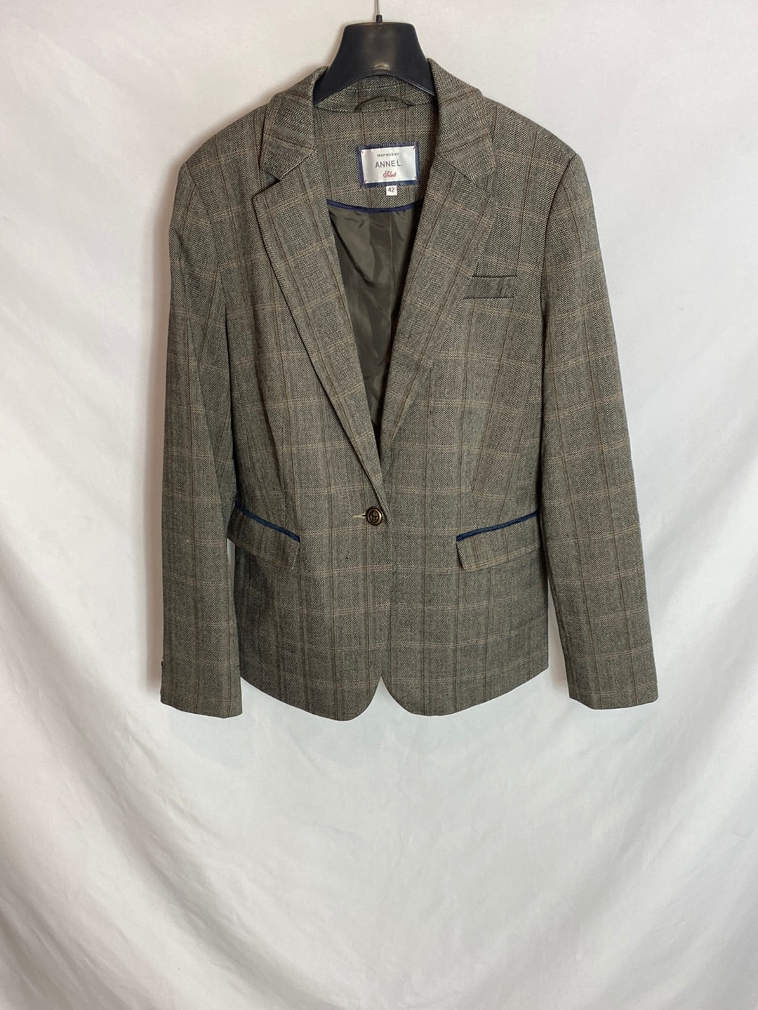 ANNE L. Blazer estampado con coderas de terciopelo. T.XL