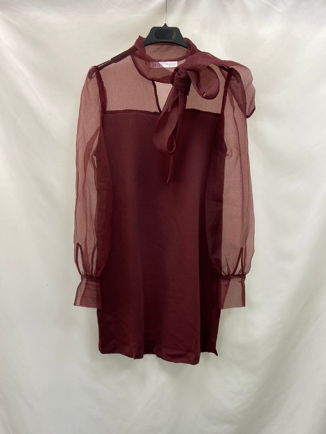 ZARA.Vestido punto y gasa T.S