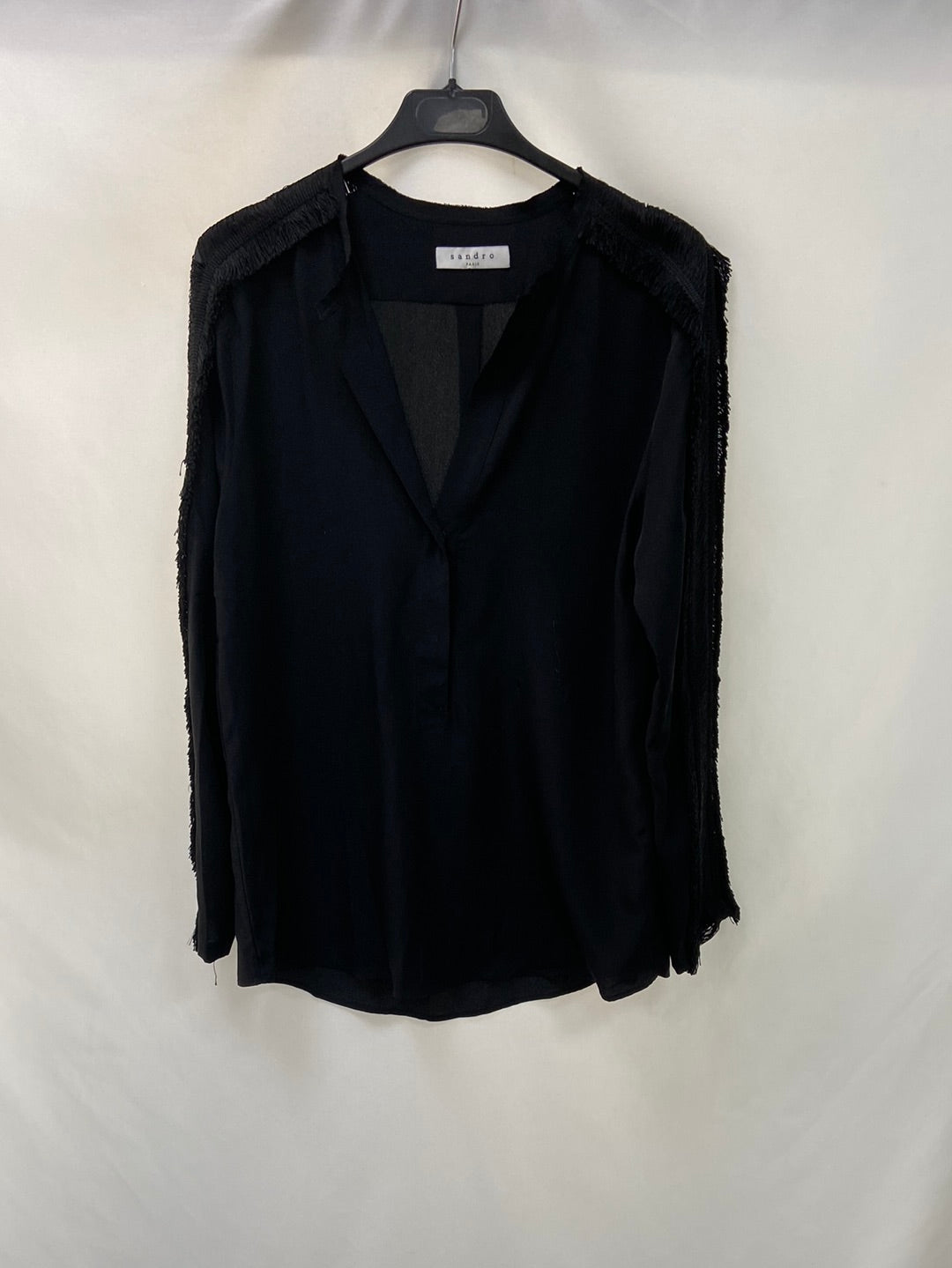 SANDRO.Blusa negra seda T.S