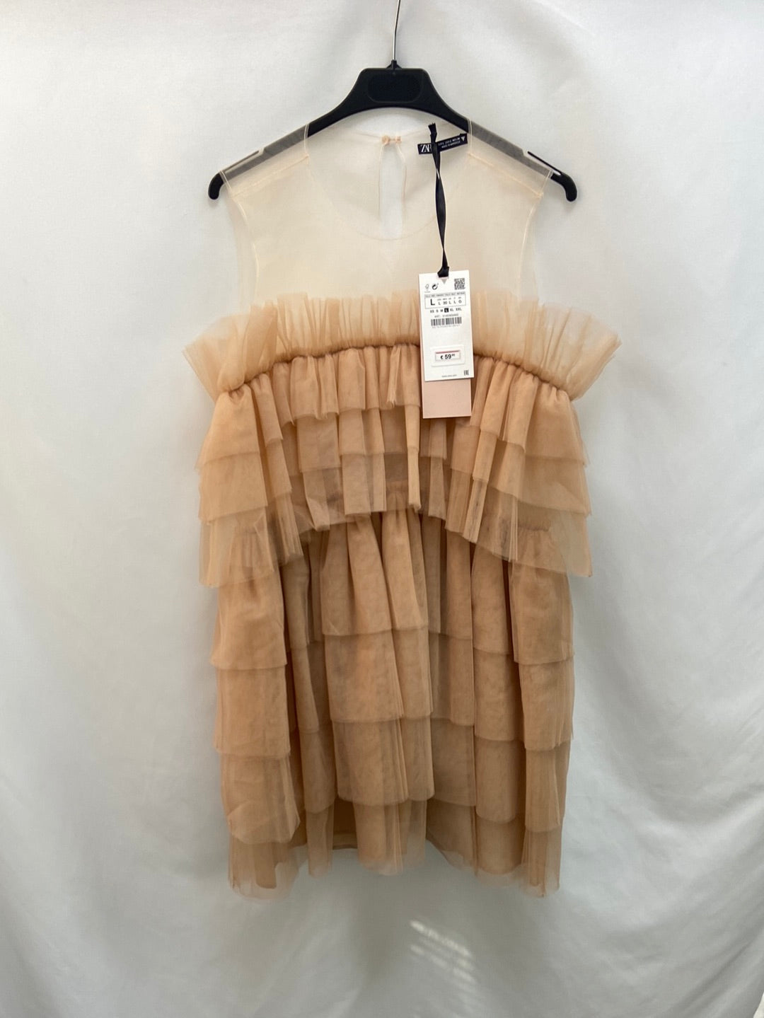 ZARA. Vestido rosa tull T.L