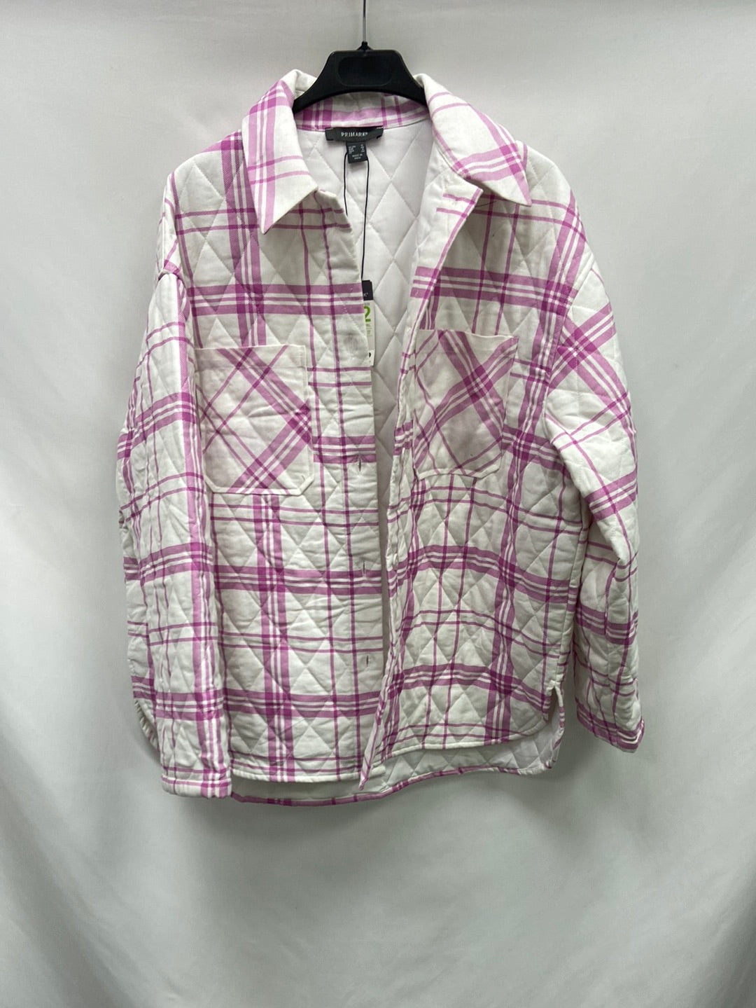 PRIMARK. Cazadora blanca cuadros T.40