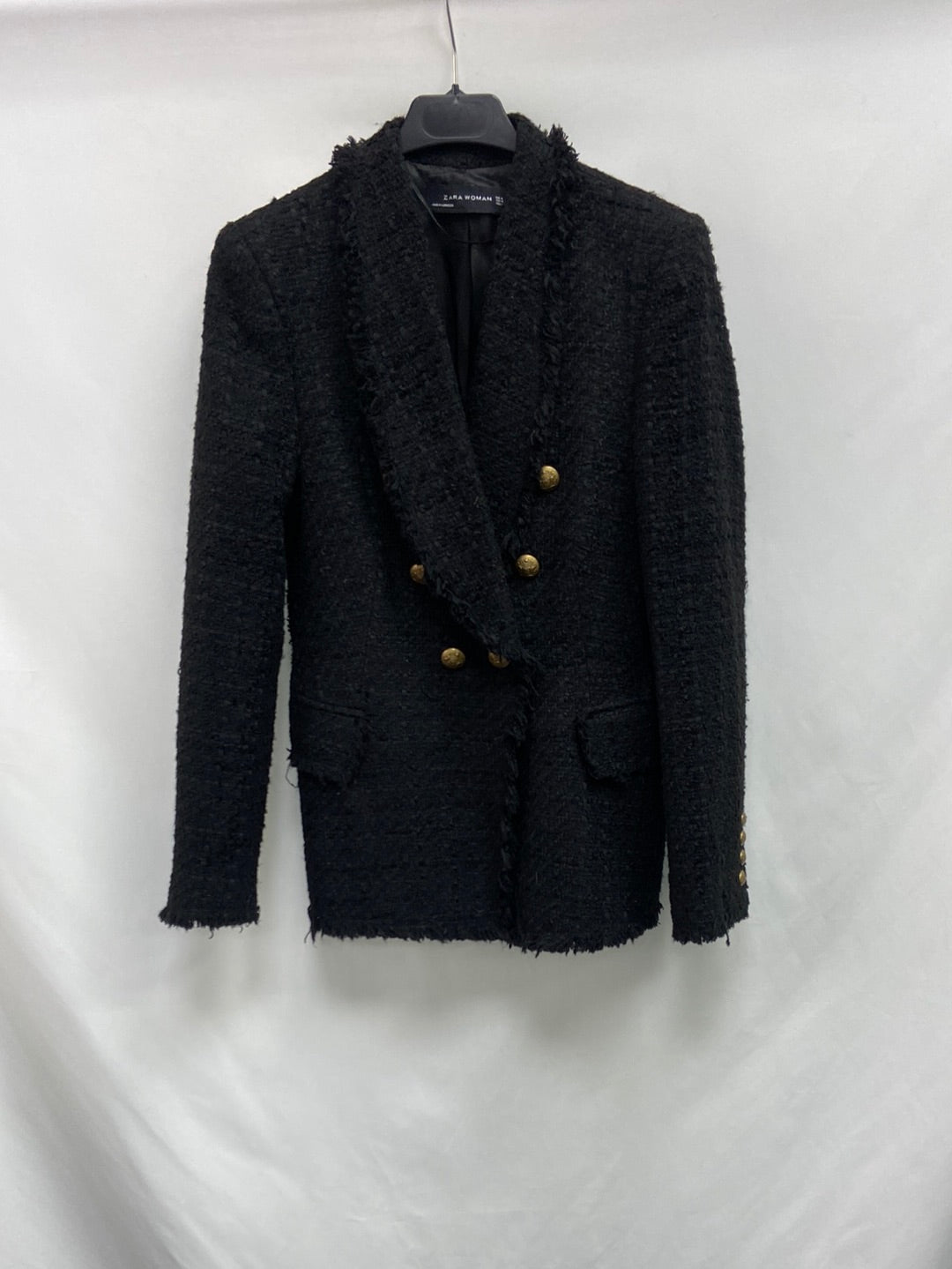 ZARA. Blazer negra tweed T.m
